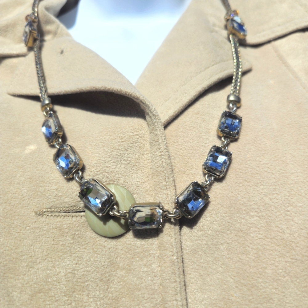 Loft vintage blue crystal rhinestone silver necklace.